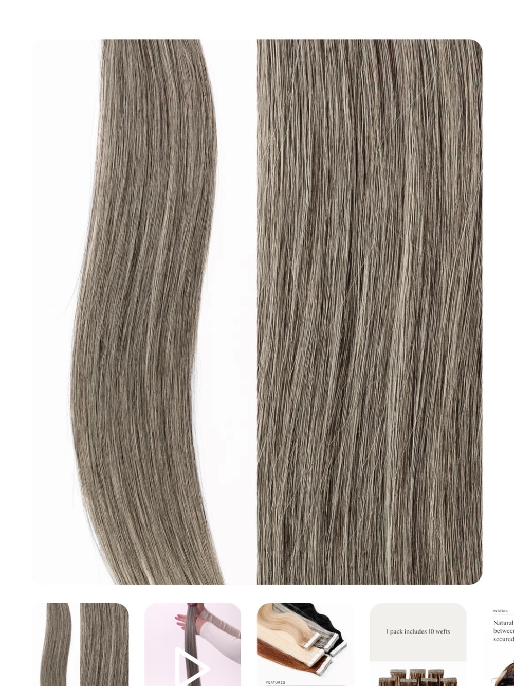 Donna Bella Medium Gray Hair Extensions